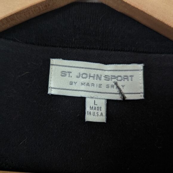 St John Sport Vintage black short sleeve zipper front relaxed fit sweat jumpsuit - Picture 2 of 4